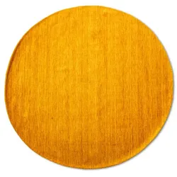 Webteppich Gabbeh Uni Ø 200 cm Wolle Gold