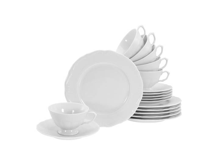 Creatable Kaffeeservice Maria Theresia Weiss, Weiß, Keramik, 18-teilig, 200 ml,200 ml, lebensmittelecht, stapelbar, Geschirr, Geschirrsets, Kaffeeservice