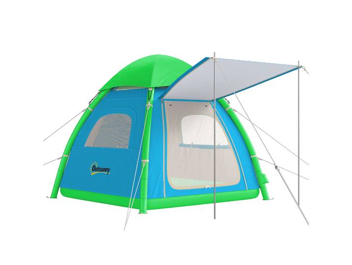 Tente de camping gonflable pour 3 personnes, installation rapide avec pompe à air, tente dôme imperméable pour le camping, la randonnée en nature, la plage