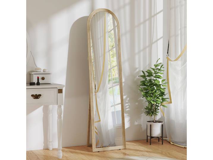 HOMCOM Miroir Pleine Longueur Arqué 40x160cm Cadre Beige