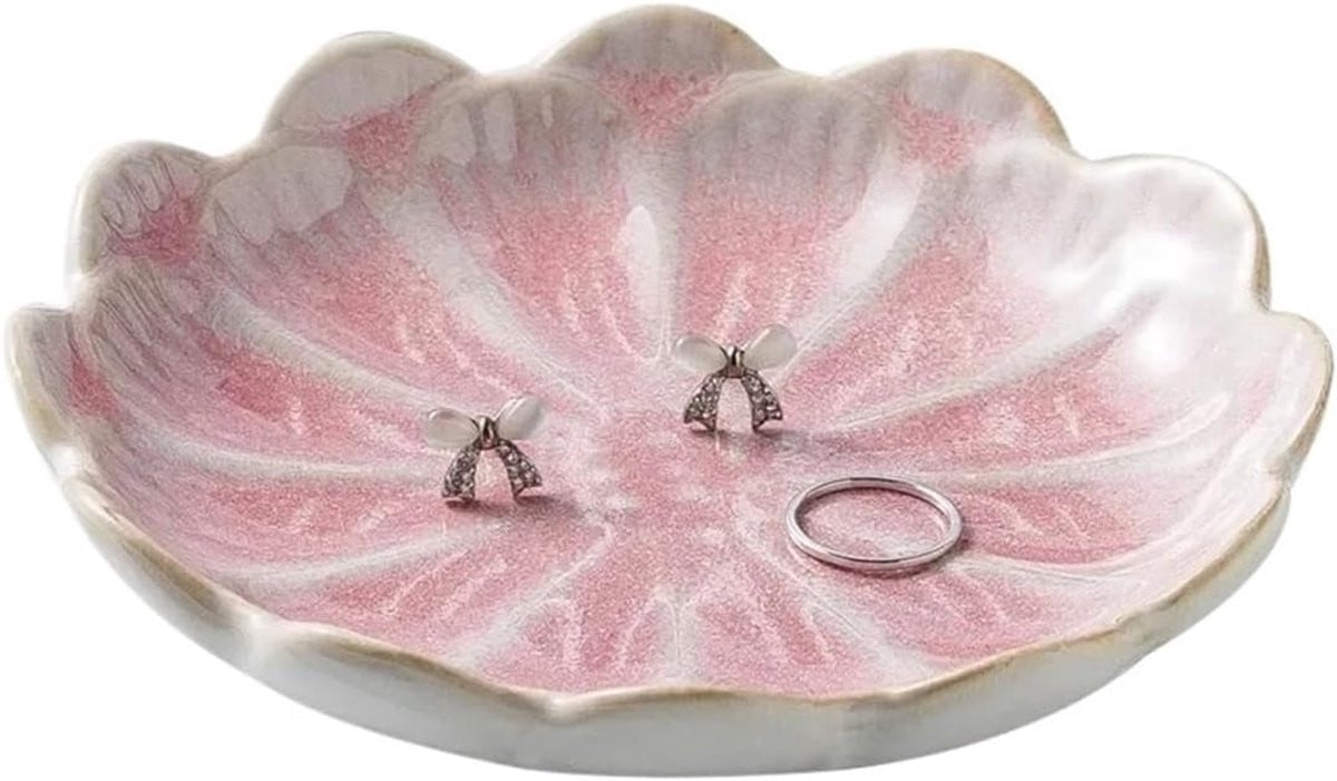 Set van 2 decoratieve keramische sieradendieschaaltjes - Roze