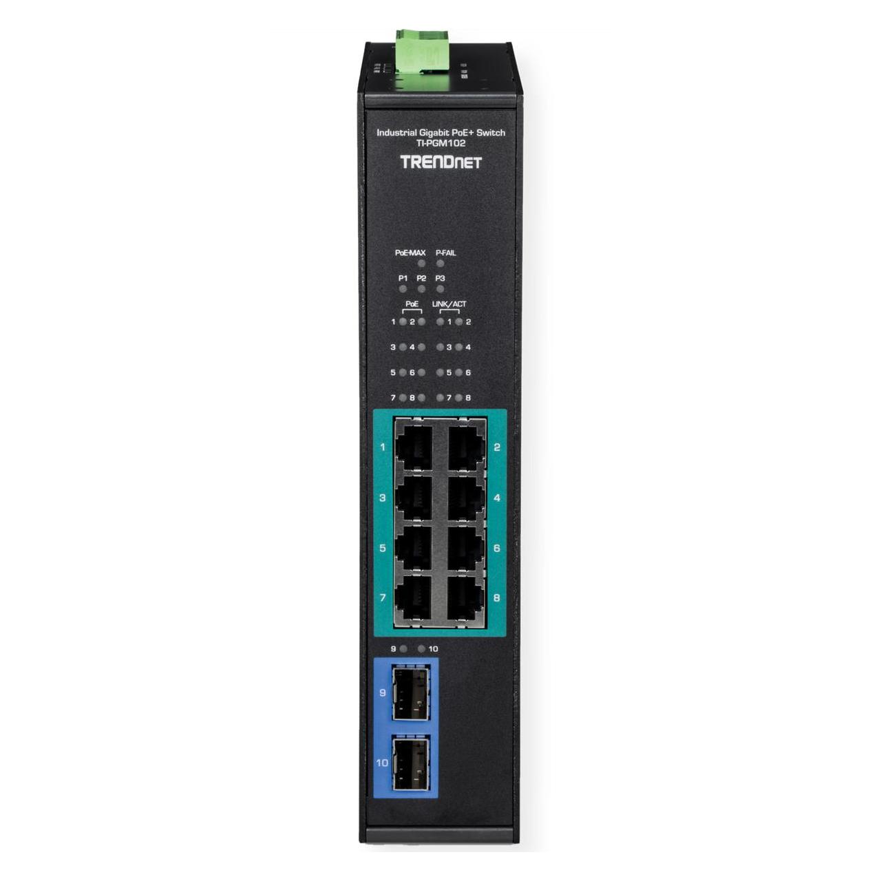 Trendnet TI-PGM102 10 Port Rail Switch Industrial Gigabit PoE+ (10 Ports) (TI-PGM102)
