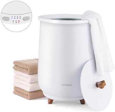 Costway 23L Large Luxury Bucket-Style Towel Warmer with Fragrant Disc Holder-White