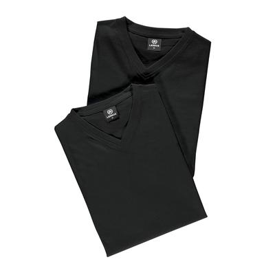 T-Shirt LERROS "Doppelpack T-Shirt, V-Neck in Premium Baumwollqualität", Herren, Gr. M, schwarz, 100% Baumwolle, Shirts T-Shirt