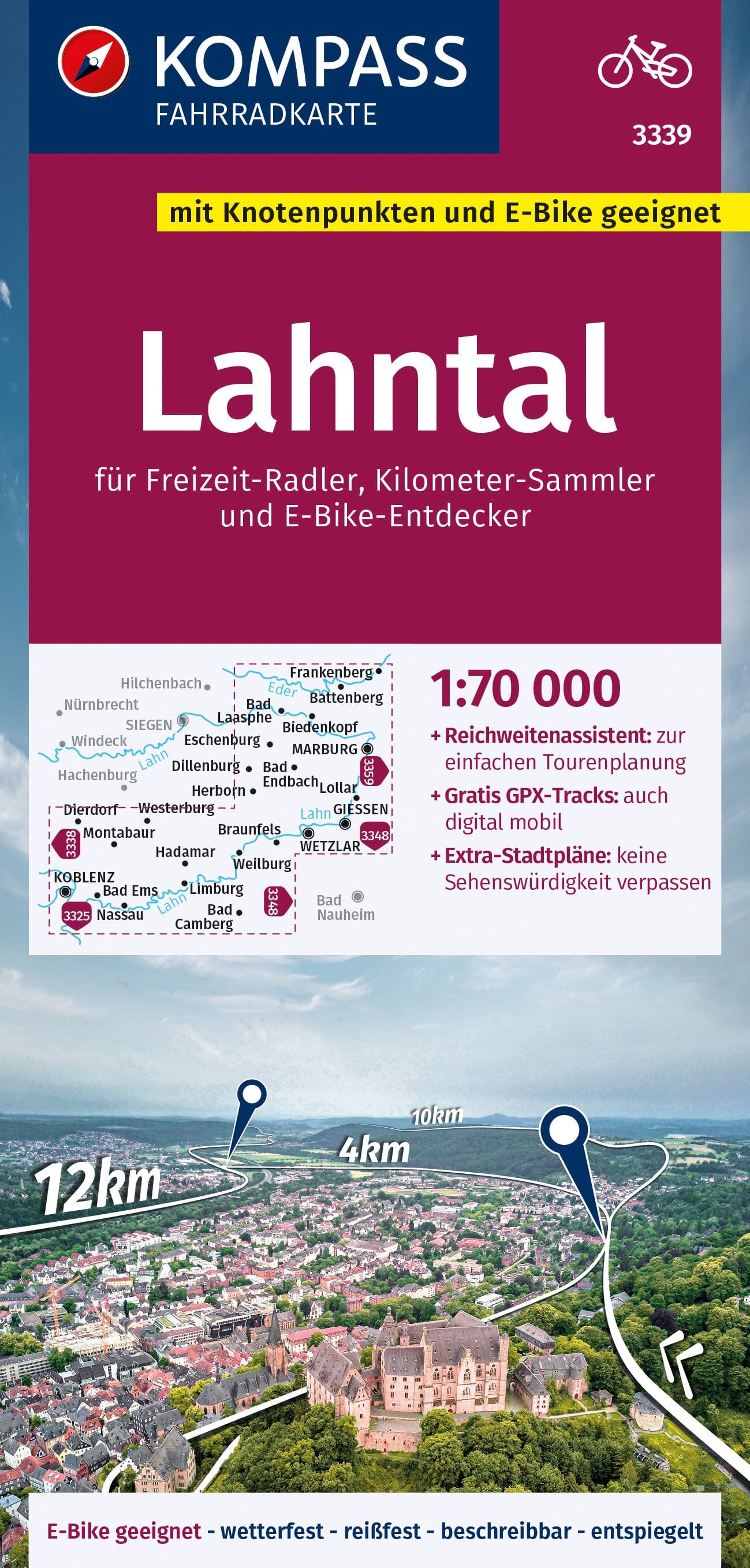 Carte cycliste n° F3339 - Lahntal (Allemagne)   Kompass