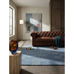 Wollteppich kariert Blau 200 x 290 cm - DEBEN   Kadima Design