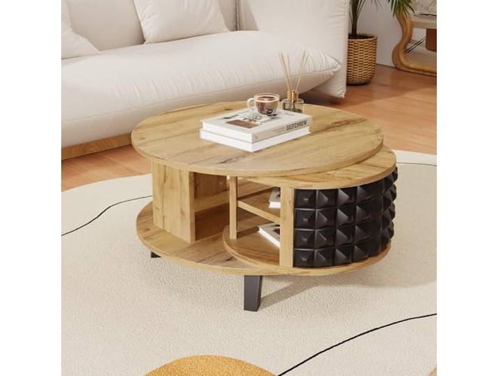 Couchtisch aus Holz, drehbare Platte, modernes Design