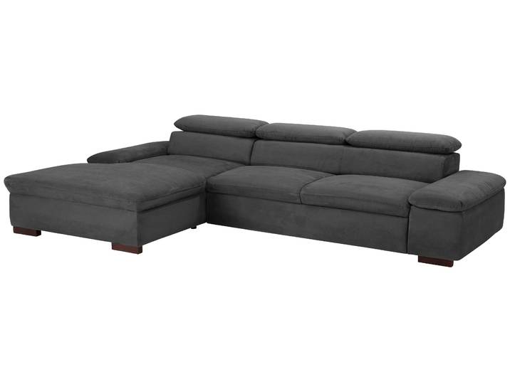 Ecksofa, 286x174 cm, Luxus-Microfaser, Grau, Kopfteilverstellung, Klassisch, Home-affaire