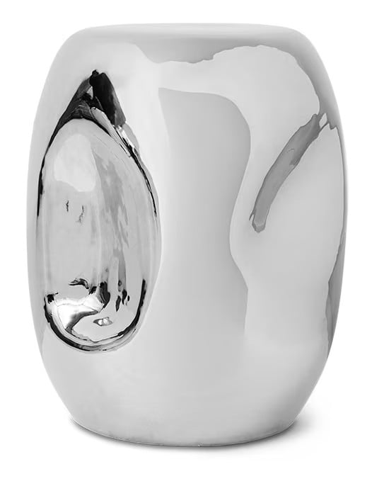 HKliving Bijzettafel Currents Keramiek, Chroom, Rond, Ø36 cm x H 45 cm