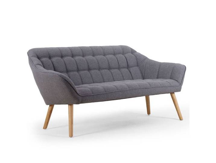 MENZZO Canapé 3 places Scandinave Zentao Tissu Gris Clair -L173 x P75 x H76cm