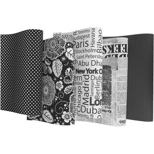 HRB Geschenkpapier 716470 Black and White, verschiedene Motive sortiert, 70cm x 2m, 10 Rollen