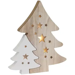 Saico LED Weihnachtsleuchter Diorama Doppel-Weihnachtsbaum 40 cm