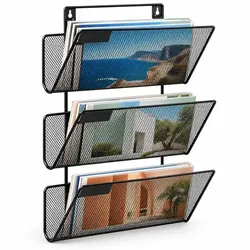 Relaxdays Zeitschriftenhalter Metall Wandmontage Schwarz