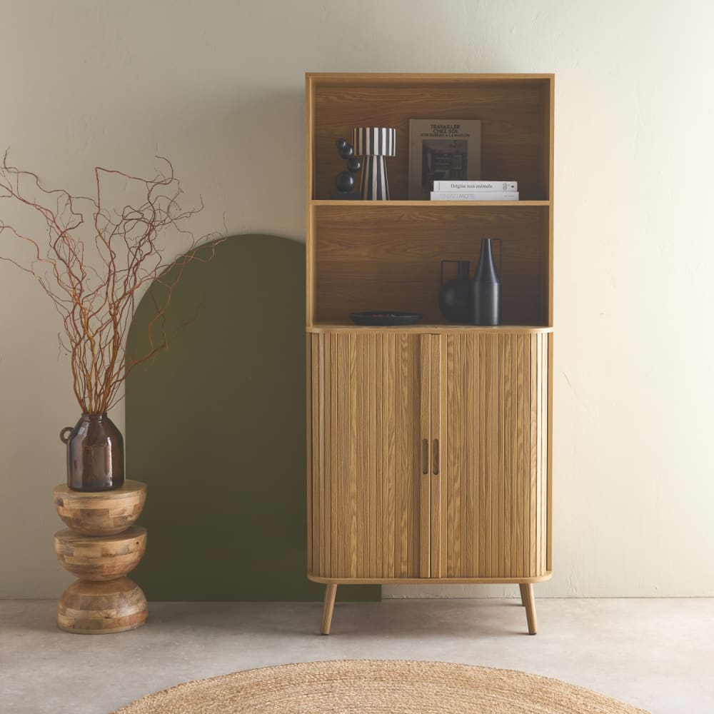 sweeek Etagère bibliothèque scandinave, couleur naturelle Beige 80x180x45cm
