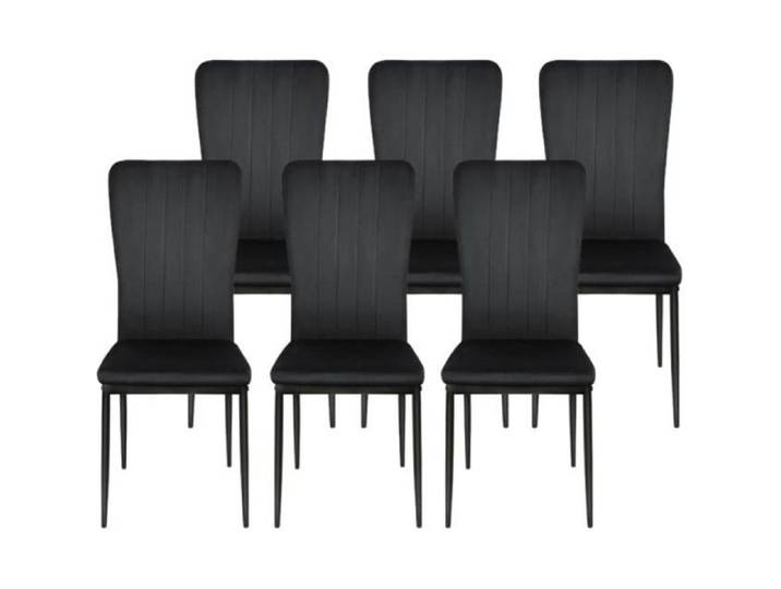 Chaise de salle à manger en velours - JEOBEST - Modena - Lot de 6 - Noir - Contemporain - Design