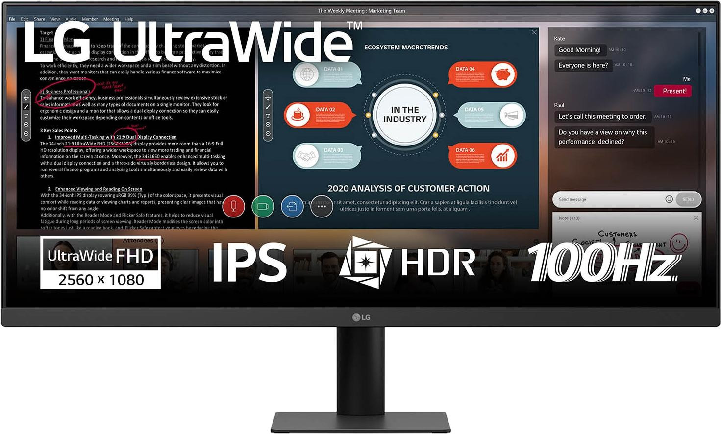 LG 29U511A-B UltraWide Monitor, 73,7 cm (29 inch), WFHD, LCD, 5 ms, Zwart