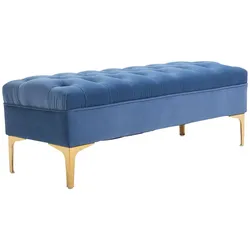 HOMCOM Sitzbank Bettbank Schuhbank mit erhöhten Beine Schlafzimmer Samt Blau