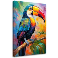WANDBILD tropischer bunter papagei
