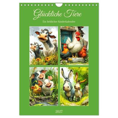 Glückliche Tiere. Ein lieblicher Kinderkalender (Wandkalender 2027 DIN A4 hoch), CALVENDO Monatskalender