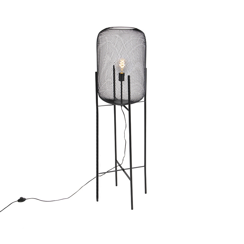 Qazqa Moderne Vloerlamp Zwart - Hoogte: 135 cm