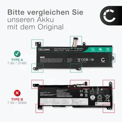Cellonic Akku für Lenovo Ideapad 330S-15IKB, 3 15IIL05, 5 15ITL05, S145-15IIL (4100 mAh), Notebook Akku, Schwarz