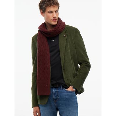 Strickschal TOMMY HILFIGER "TH FLAG CABLE", Damen, braun (deep burgundy), Strick, Wollmischung, unifarben, Modetücher, aus Lammwollmix mit Zopfmuster