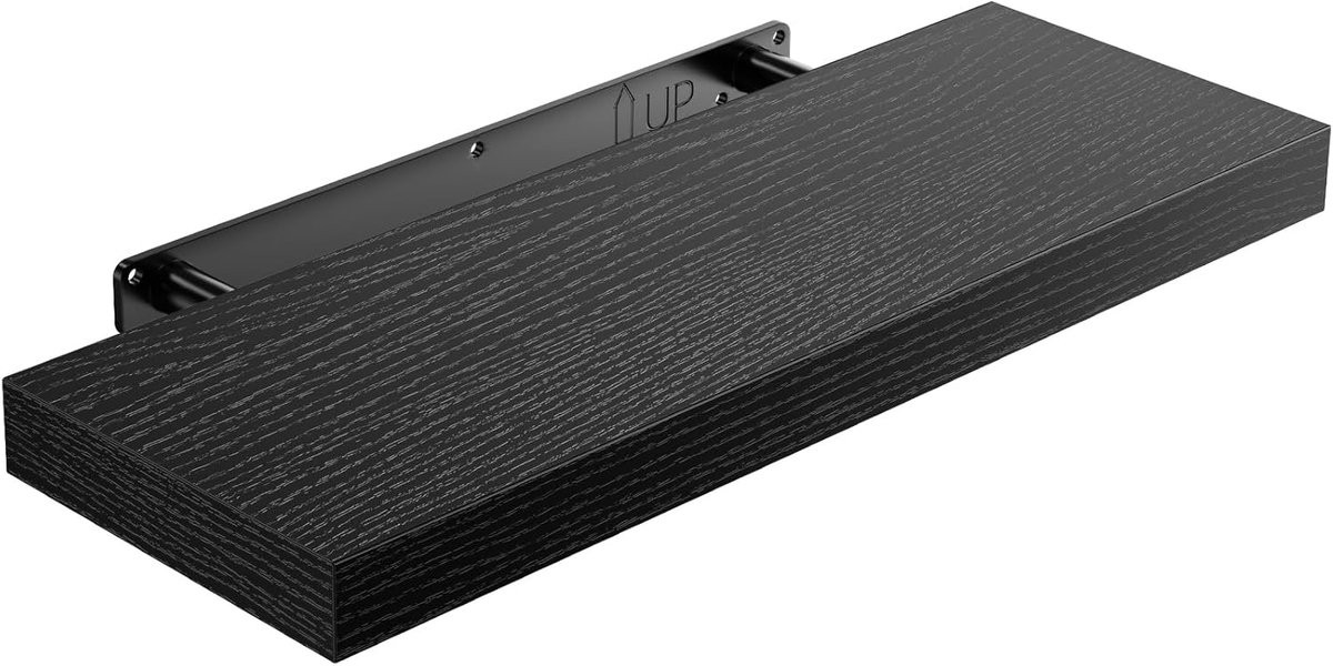 SnelShoppen Wandplank Zwart - Set van 1 - Moderne Decoratieve Wandplank - Breedte: 40 cm, Diepte: 14 cm