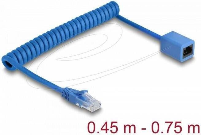 Delock 90364 RJ45 Spiralkabel Cat.6 UTP Stekker naar Buchse 0,45-0,75m