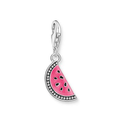 Charm-Einhänger THOMAS SABO "Wassermelone-Motiv bunt", silber (silberfarben, rosa, grün), Charms, Damen, Silber 925 (recycelt)