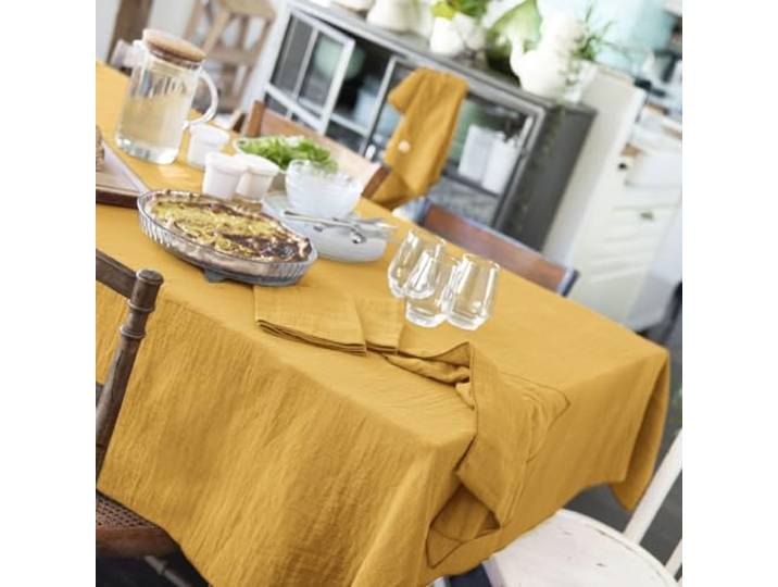 Nappe Rectangle 150x350 cm Gaze de Coton Safran