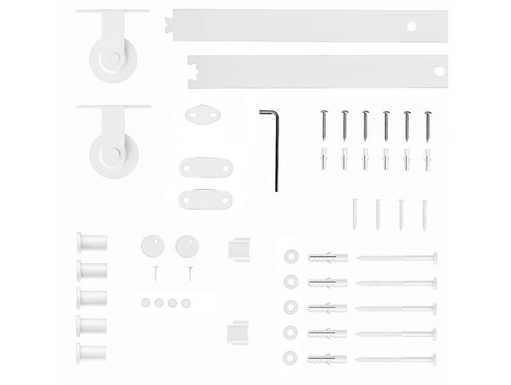 Matériel pour portes coulissantes Kit d'accessoires pour portes coulissantes 200 cm avec 2 rails et guide Blanc