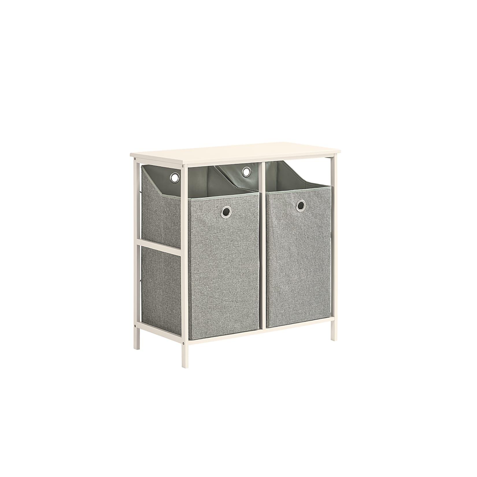 SoBuy Wäscheschrank mit 2 faltbaren Wäschekörben Weiß 77x38x80cm Funktional