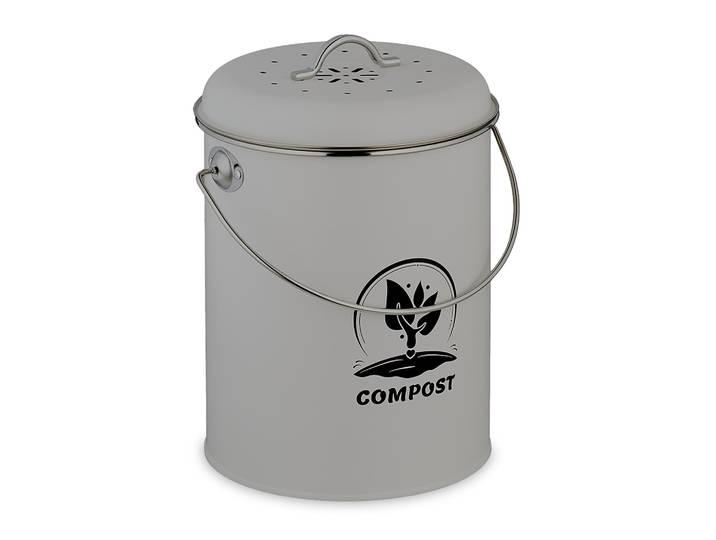 Komposteimer mit Geruchsfilter 5,5L Schwarz-Silber-Grau