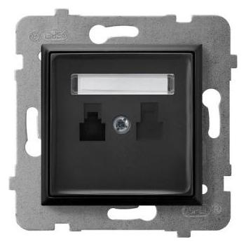Ospel ARIA Einzelne Telefonsteckdose schwarz metallic GPT-1U (GPT-1U/m/33)