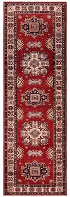 Treasured Knots Tribal Super Kazak Nala Red/Beige Hand Knotted Wool Runner - 2'9'' x 9'8''