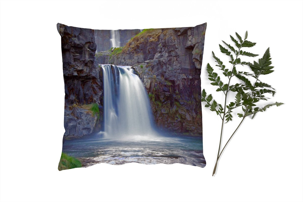 PillowMonkey Sierenkussen Waterval met Water en Rotsen - 40 x 40 cm