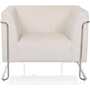 hJh-OFFICE Loungesessel CURACAO CORD, 713517, weiß, mit Kufengestell aus Metall und Stoffbezug