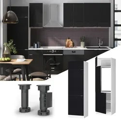 Vicco Kühlumbauschrank Fame-Line Weiß Schwarz gestreift 60 cm