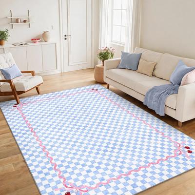 Garvee Geometric Checkered Bow Washable Area Rug