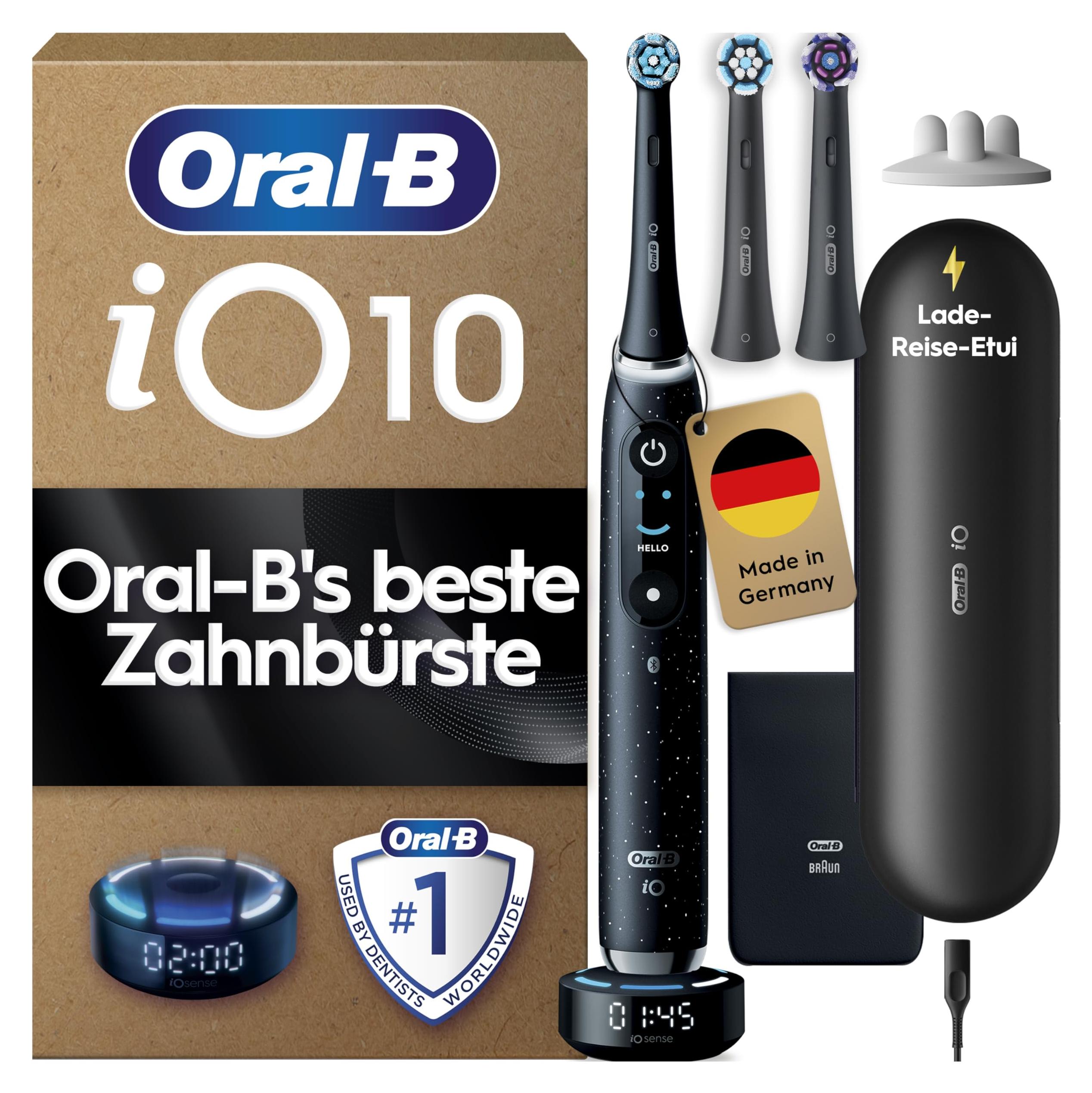 Oral-B iO Series 10 Elektrische Zahnbürste 3 Aufsteckbürsten Schwarz Reise-Etui