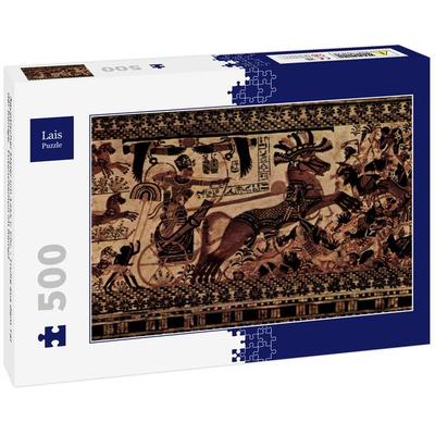 Lais Puzzle Ägyptischer Maler um 1355 v. Chr. - Truhe aus dem Tal der Könige, Tutanchamun im Kampf 500 Teile