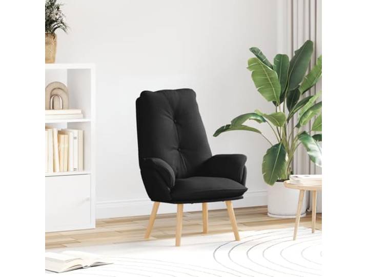 HEFZGDB Entspannungsstuhl Schwarzer Stoff Moderner Sessel mit Gepolsterten Armlehnen für Wohnzimmer und Schlafzimmer Stylisches Design Bequeme Sitzgelegenheit Robuste Bauweise
