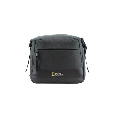 Schultertasche NATIONAL GEOGRAPHIC "SHADOW", Damen, Gr. B/H/T: 16cm x 30cm x 36cm, grau (anthrazit), Kunstfaser, Taschen Schultertasche, aus recycelten PET-Flaschen