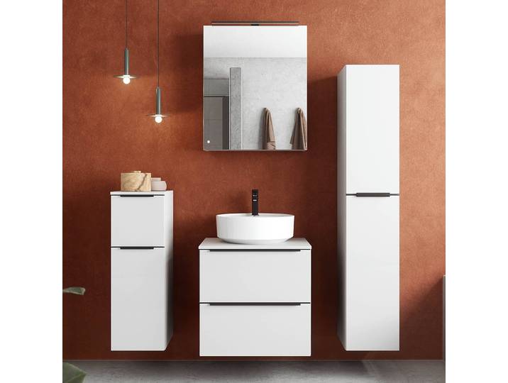 Badezimmerset MYBA XLI 4-teilig 120cm Weiß/Hochglanz Weiß