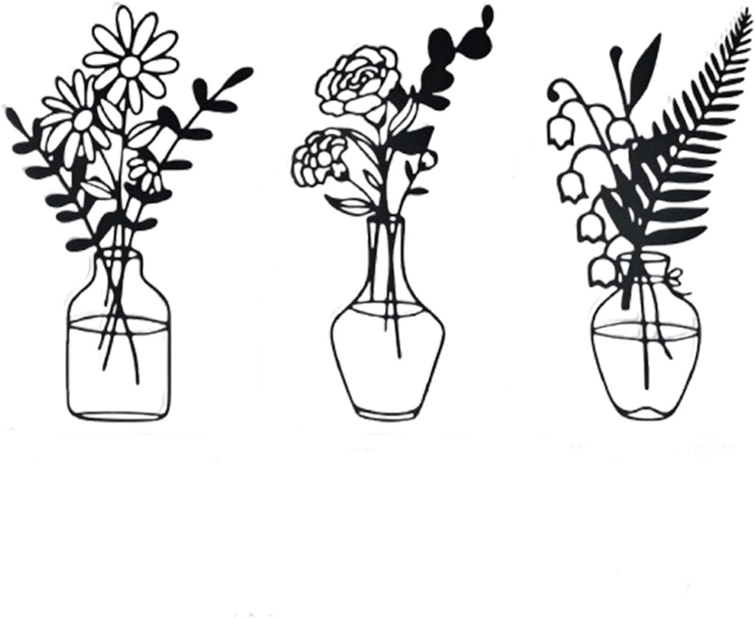 Zwarte metalen bloemen wanddecoratie voor keuken, badkamer en woonkamer