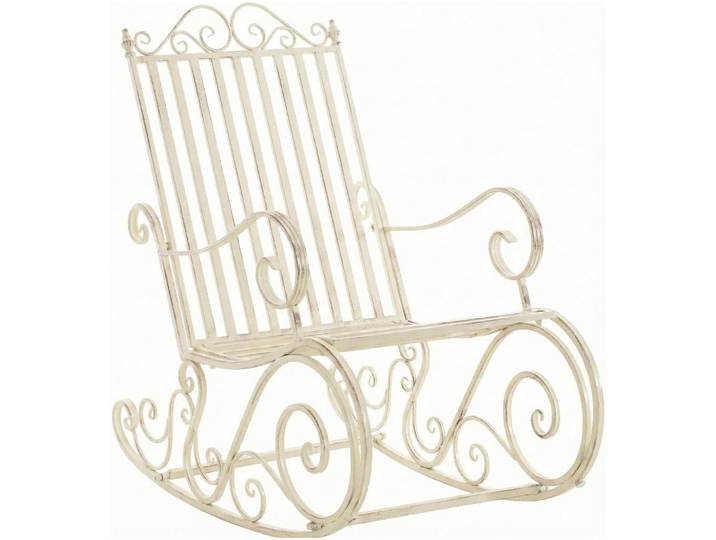 CLP Gartenschaukelstuhl Metall Antik-Creme, 56x94x90 cm, Gartenmöbel, Gartenliegen, Liegestühle