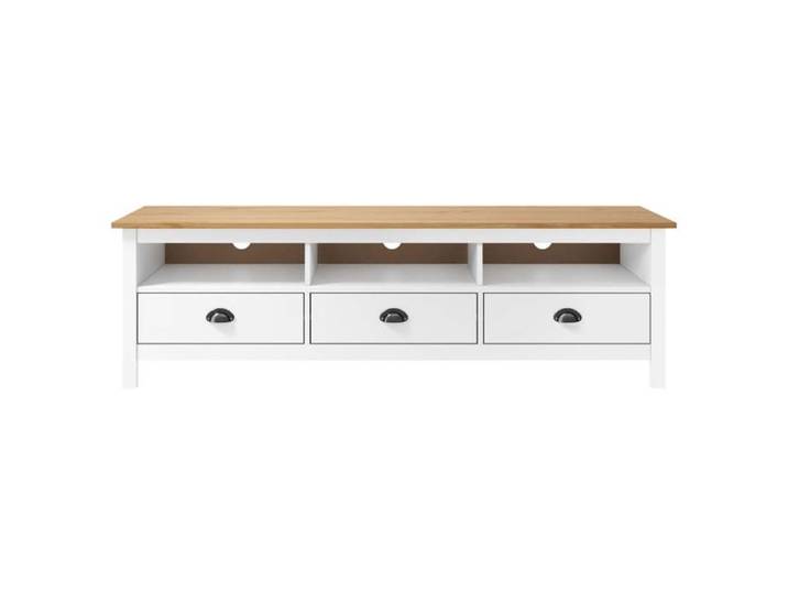 Meuble TV Table TV - Hill Range Blanc 158x40x47 cm - Bois de pin solide LL52166