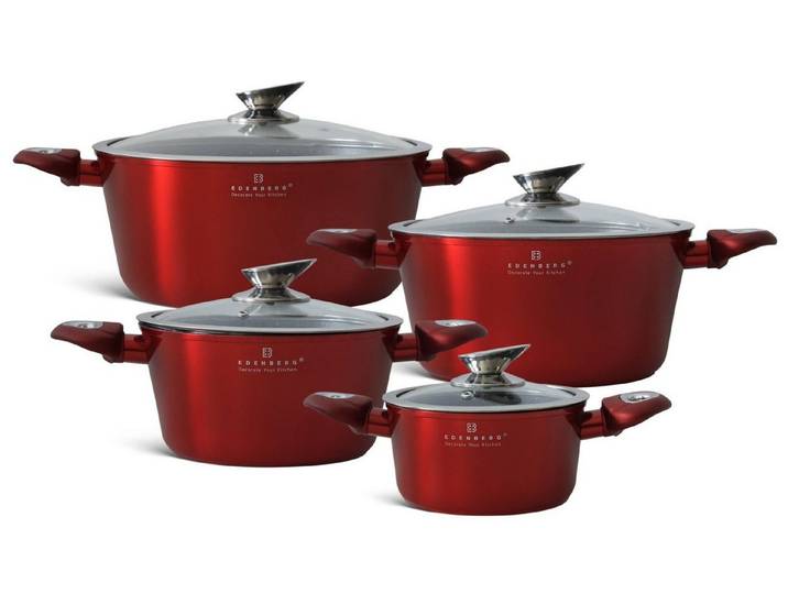 Edenberg Topf-Set Klassische schwarze Töpfe, in 4 verschiedenen Größen und in 4 Farben, Aluminium, Keramik (Gönnen Sie sich stilvolles Kochen auf höchstem Niveau – mit diesem eleganten Topfset, das Design, Qualität und Funktionalität perfekt vereint., 8-tlg., Zeitloses Design des Topfsets. Eine ideale Geschenkidee)