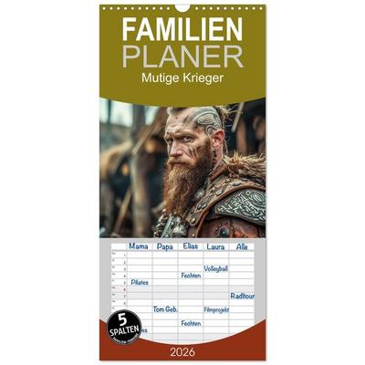 Familienplaner 2026 - Mutige Krieger mit 5 Spalten (Wandkalender, 21 x 45 cm) CALVENDO