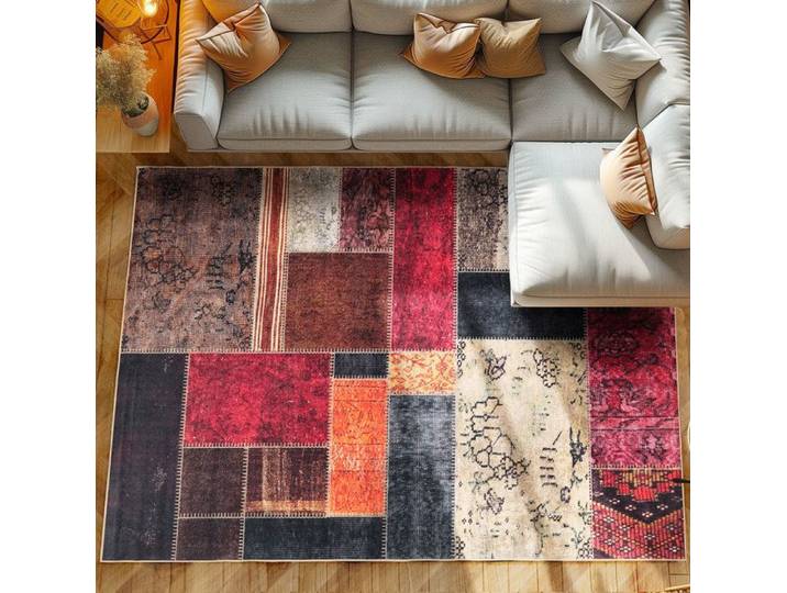 Tapis de salon Vintage Patchwork Lavable Antidérapant Multicolore 160 x 230 cm